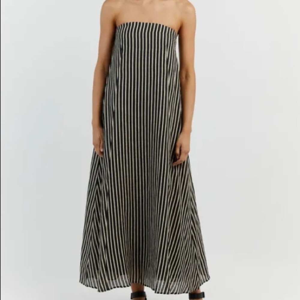 RORY BLACK LINEN MIDI DRESS - Picture 8 of 8